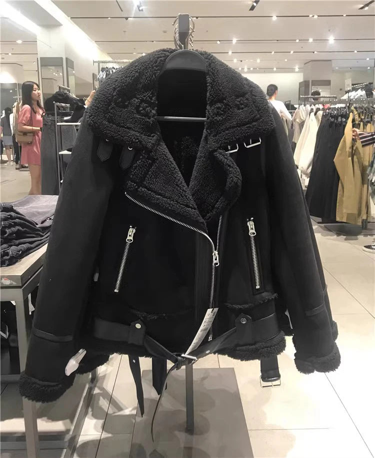 Motorcycle Faux Shearling Sheepskin Leather Jackets