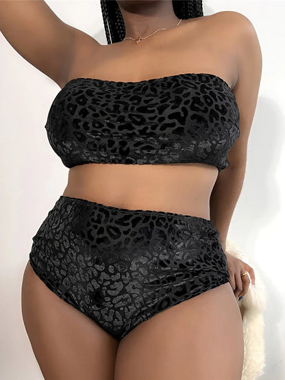 0XL - 4XL Leopard Bikini Large Size Swimwear plus Size Women Swimsuit Female Two-Pieces Bikini Set Bather Bathing Suit V3977