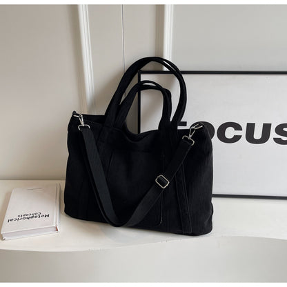 Crossbody Tote Bag in Corduroy, Large Capacity, Casual and Versatile, Shoulder Handbag for Fashionable Commuting