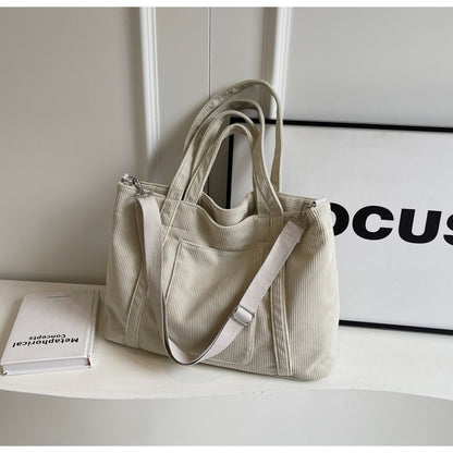 Crossbody Tote Bag in Corduroy, Large Capacity, Casual and Versatile, Shoulder Handbag for Fashionable Commuting