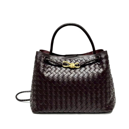 Figure-8 Shaped Metal Bow Genuine Leather Tote Bag, Single Shoulder, Handheld, Large Capacity, Crossbody Women's Bag ...