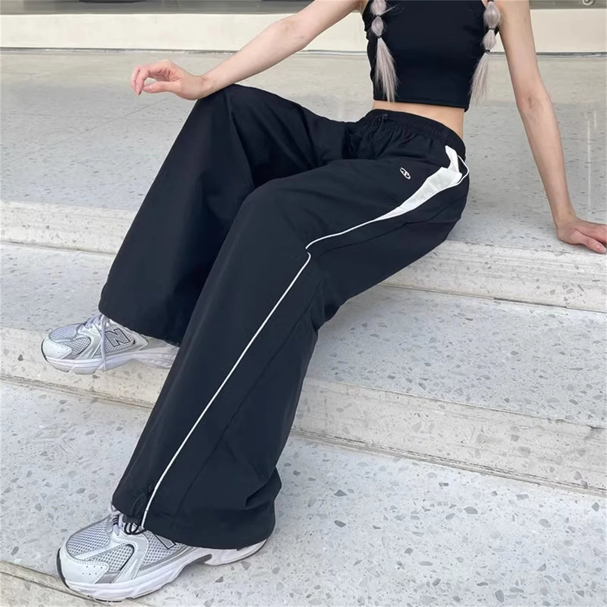Loose Joggers Pants Women Cargo Pants Vintage Streetwear Hip Hop Y2k Baggy Wide Leg Sweatpants Casual Pockets Fashion Trousers