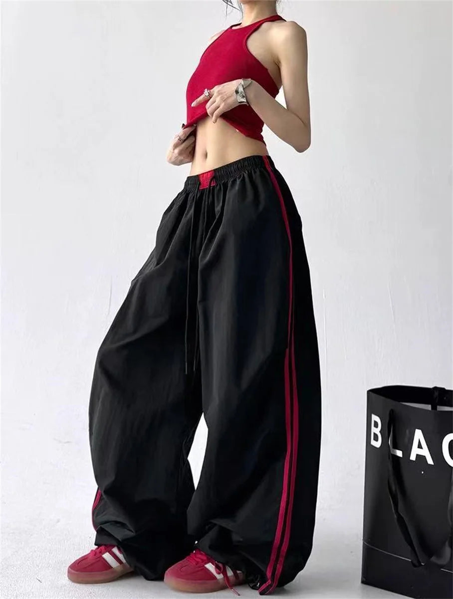 Loose Joggers Pants Women Cargo Pants Vintage Streetwear Hip Hop Y2k Baggy Wide Leg Sweatpants Casual Pockets Fashion Trousers