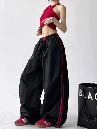 Loose Joggers Pants Women Cargo Pants Vintage Streetwear Hip Hop Y2k Baggy Wide Leg Sweatpants Casual Pockets Fashion Trousers