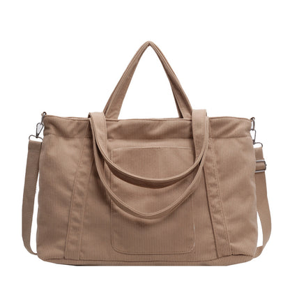 Crossbody Tote Bag in Corduroy, Large Capacity, Casual and Versatile, Shoulder Handbag for Fashionable Commuting