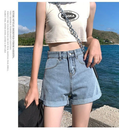 Black Gray Denim Shorts