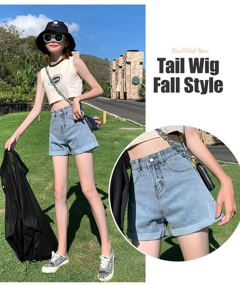 Black Gray Denim Shorts