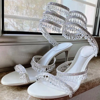 Rhinestone  Ankle Strap Wrap Sandals