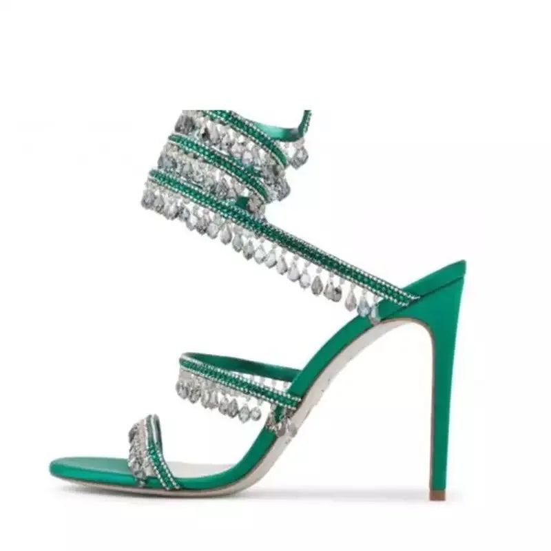 Rhinestone  Ankle Strap Wrap Sandals