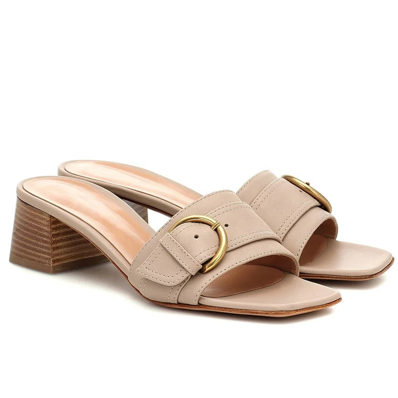 Squared Toe Block Heel Sandals