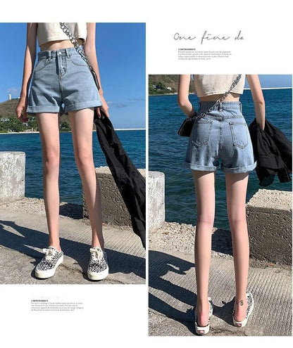 Black Gray Denim Shorts