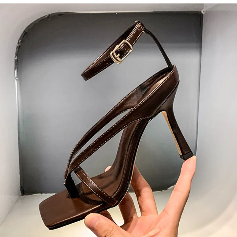 Brown Sandalias De Mujeres Open Toe  Heel