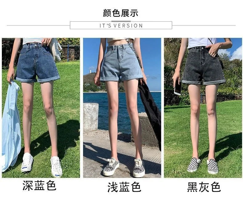 Black Gray Denim Shorts