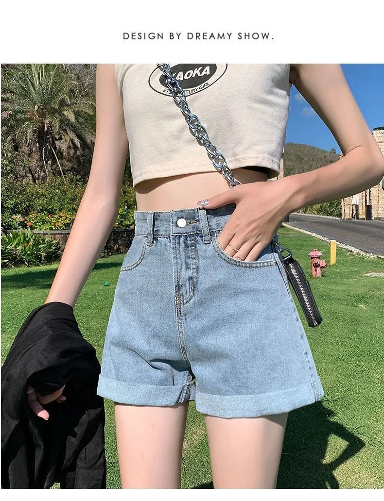 Black Gray Denim Shorts