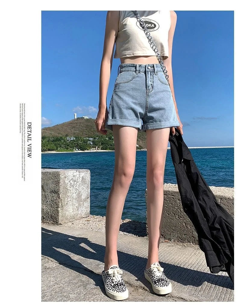 Black Gray Denim Shorts