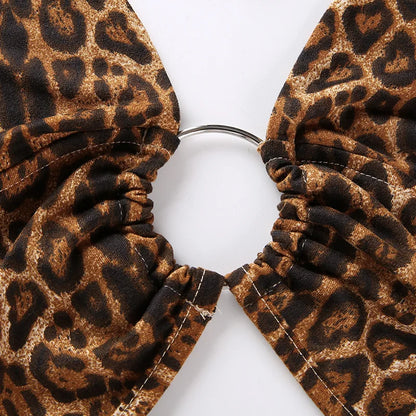 Leopard Printed Sexy Halter Crop Top