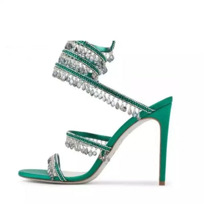 Rhinestone  Ankle Strap Wrap Sandals