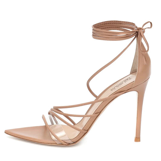 Leather Ankle Wrap High Heels