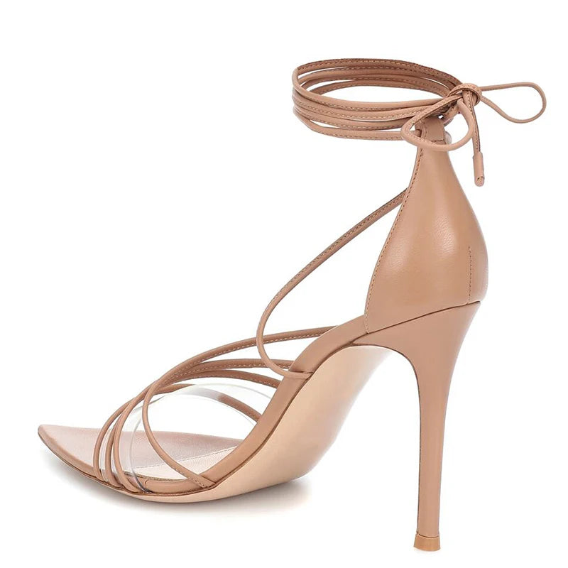 Leather Ankle Wrap High Heels