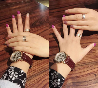 Square Zircon Stainless Steel Couple Ring For Women and Men Romantic Engagement Wedding Party Jewelry Female