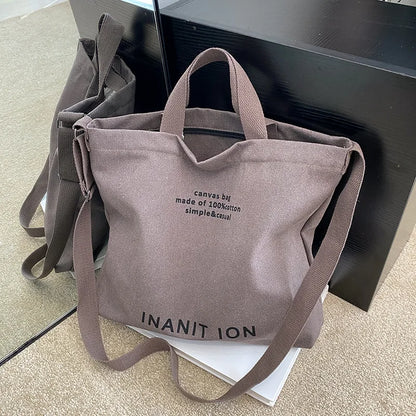 Japanese Canvas Men's and Women's Simple Cross-body Bag Wash Canvas Thick Handbag Large Capacity Arts Students Package Satchel