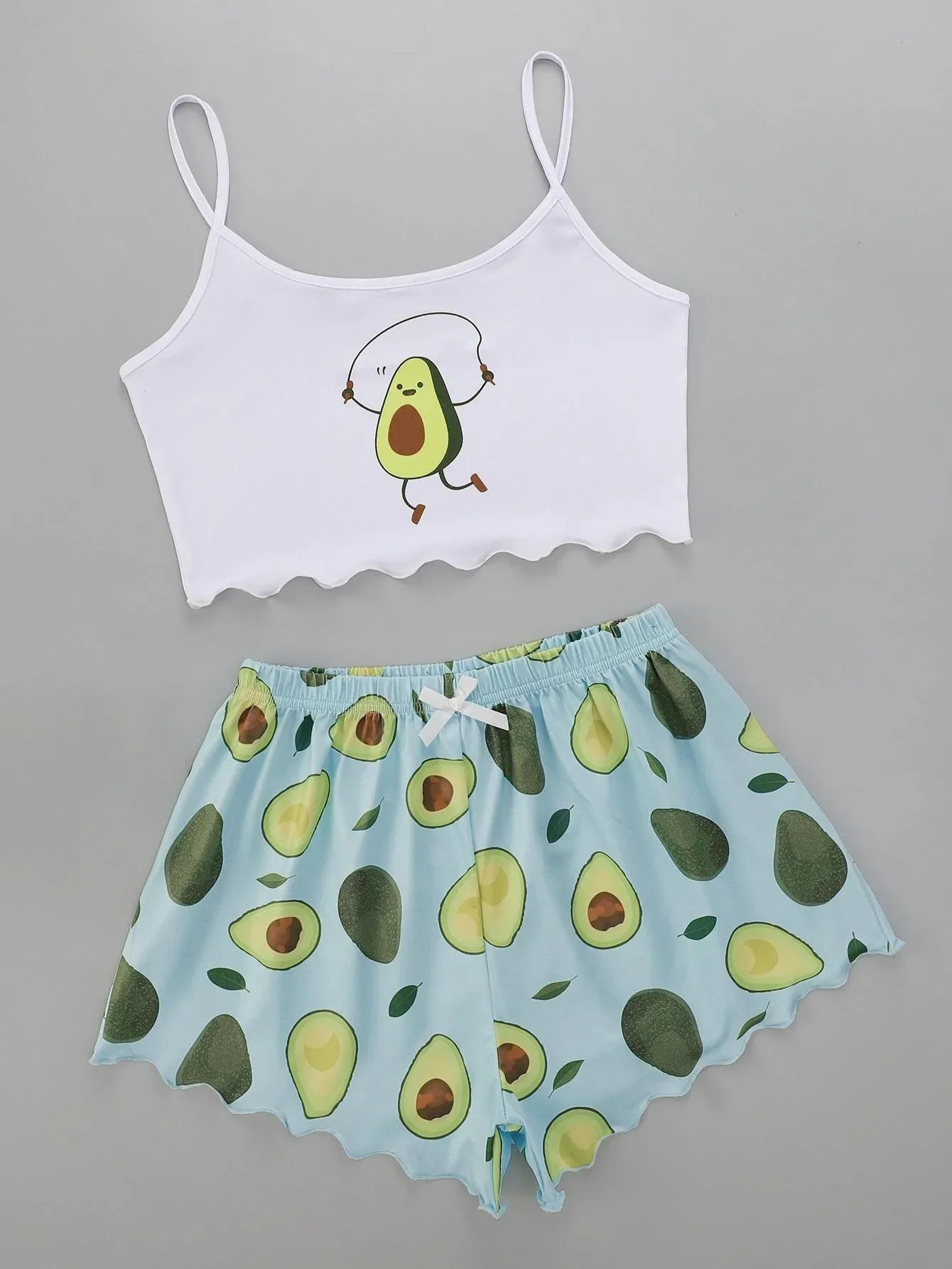 Avocado Print Camisole with Shorts Pajamas Set