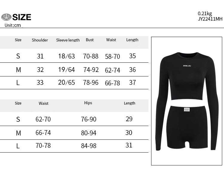 Round Neck Long sleeved Shirt and  Shorts Two piece Set