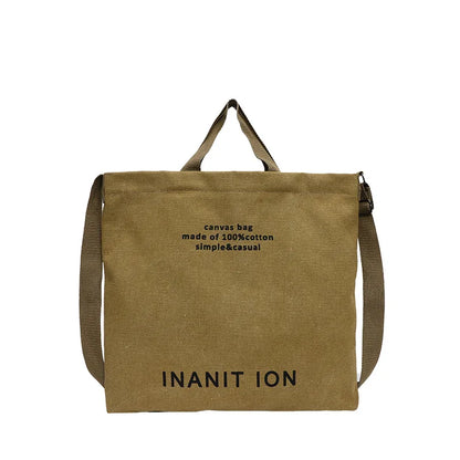 Japanese Canvas Men's and Women's Simple Cross-body Bag Wash Canvas Thick Handbag Large Capacity Arts Students Package Satchel