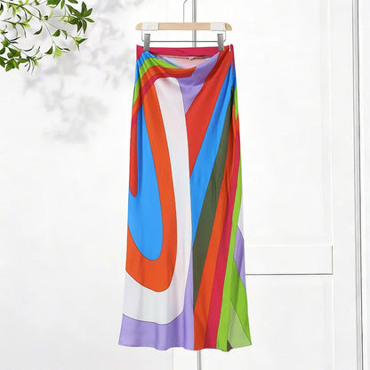 Irregular Printed Strapless Women's Vest Skirts 2 Piece Set Backless Sexy Halter Suspender Hot Girls Style Beach Vacation Suits