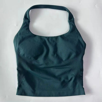 2pcs Women's Gym Set Backless Tank Top High Waist Scrunch Shorts Seamless Fitness Activewear Workout Suit