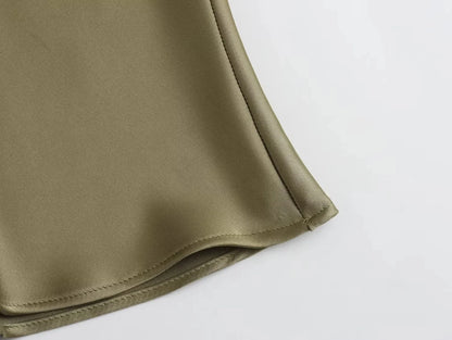 HH 2024 Y2K Casual Women Long Skirt Spring Elastic High Waisted A-Line Casual Female Satin Skirts High Street Lady Skirts