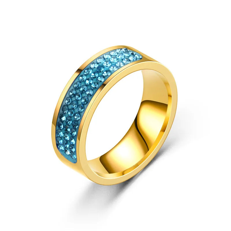 Square Zircon Stainless Steel Couple Ring For Women and Men Romantic Engagement Wedding Party Jewelry Female