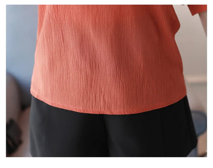 One-Shoulder Ruffles Short-sleeved Chiffon Blouse