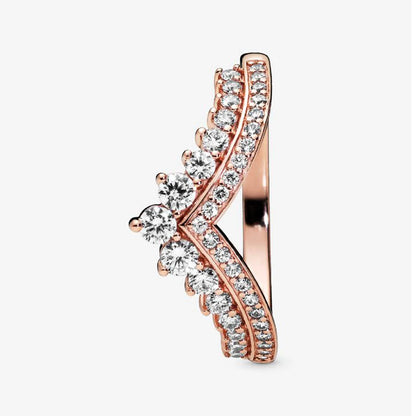 2026 New 925 Silver Love Double Layer Rose Wrong Circle Princess Noble Bow Crown Ring Exquisite DIY Charm Jewelry Gift