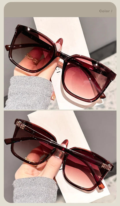 New style temple letter large frame square thin frame high-end sunglasses for women DS-8162