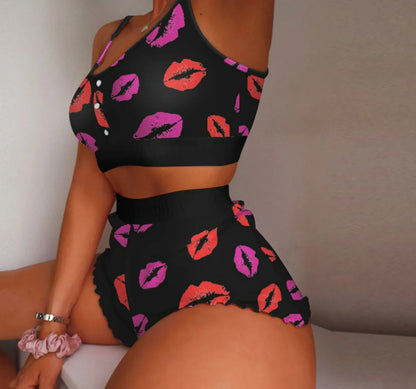 Multi colored Camisoles Tanks & Shorts 2 Pieces Pajama Set