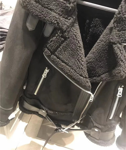 Motorcycle  Faux Shearling Sheepskin Leather Jackets
