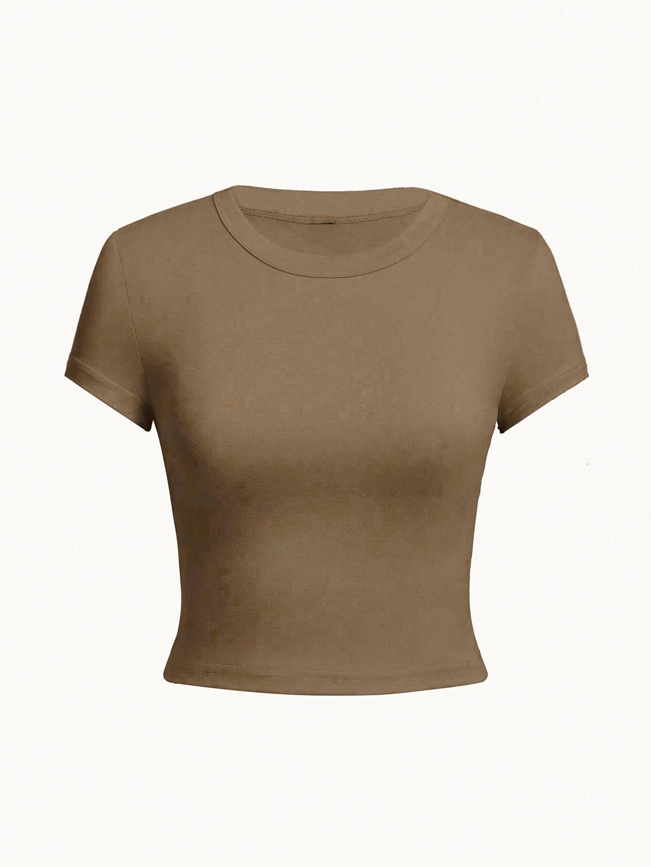 Y2K Woman Solid Cotton Crop Tops Short Sleeve High Elastic T-Shirt Soft O-Neck Sporty Tees Summer Street Fashion Female Clothes