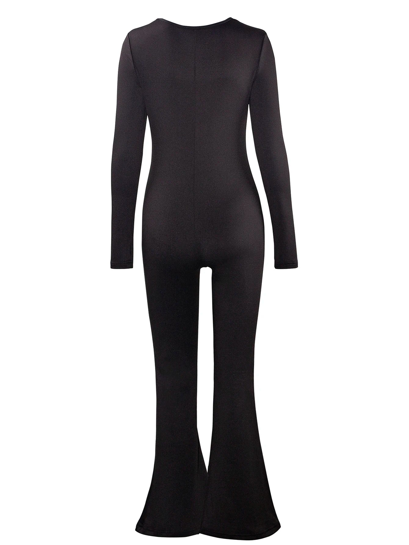 2024 Spring and Autumn Women's Long Sleeve Belly Tightening Waist Hip Lifting Square Neck Wide Leg High Elastic Jumpsuit