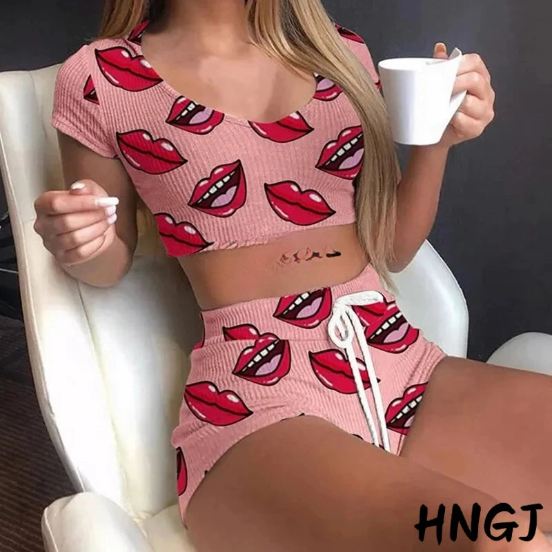 Lips Print Pajamas Set