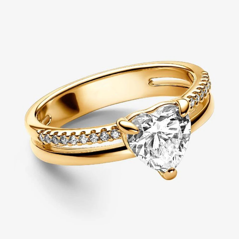 2026 New 925 Silver Love Double Layer Rose Wrong Circle Princess Noble Bow Crown Ring Exquisite DIY Charm Jewelry Gift
