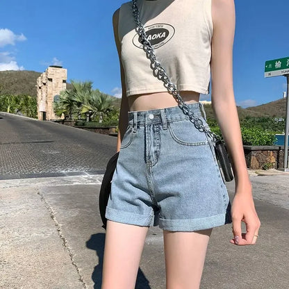 Black Gray Denim Shorts