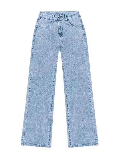 2026 New American Fashion Women's Loose Casual Wide Leg Straight Denim Jeans Baggy Streetwear Pants All Season Trousers