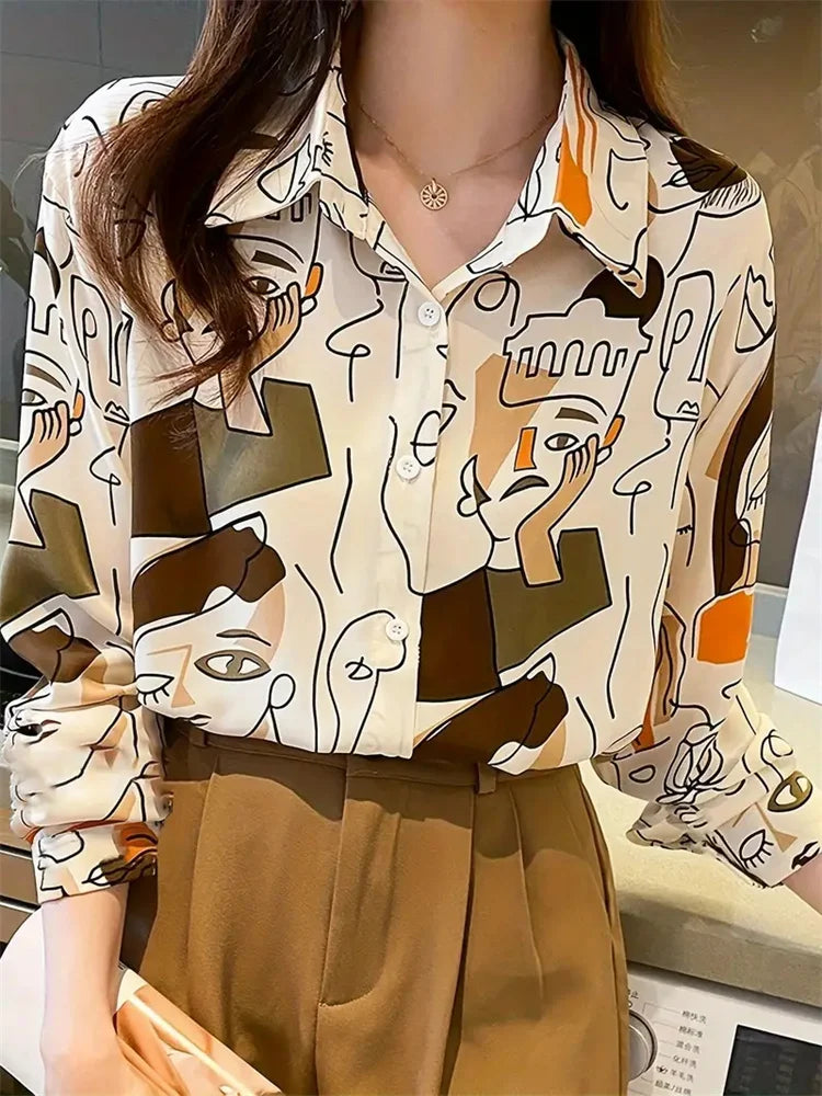 Black Striped Printed Long-sleeved Shirt