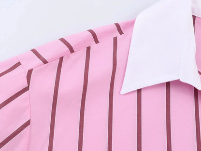 Women Blouses Tops Spring New Fashion Color Blocking Elegant Women's Shirts Tops Chic Street Single-breasted Tops