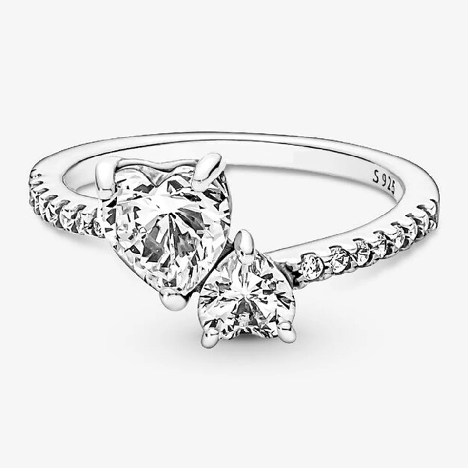 2026 New 925 Silver Love Double Layer Rose Wrong Circle Princess Noble Bow Crown Ring Exquisite DIY Charm Jewelry Gift