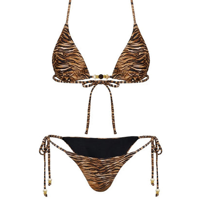 Trendy Tiger Print Bikini Set Swimwear Women Bandage Triangle G-string Split Bikini Summer 2025 New Sexy Spice Girl 2 Piece Sets