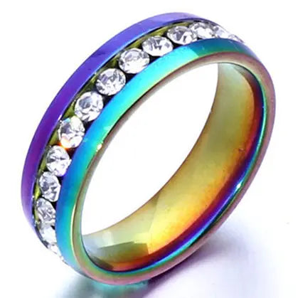 Square Zircon Stainless Steel Couple Ring For Women and Men Romantic Engagement Wedding Party Jewelry Female