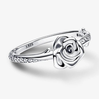 2026 New 925 Silver Love Double Layer Rose Wrong Circle Princess Noble Bow Crown Ring Exquisite DIY Charm Jewelry Gift