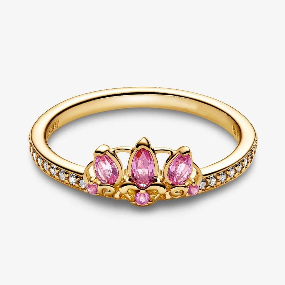 2026 New 925 Silver Love Double Layer Rose Wrong Circle Princess Noble Bow Crown Ring Exquisite DIY Charm Jewelry Gift